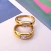 Bague de fiançailles en acier inoxydable empilée