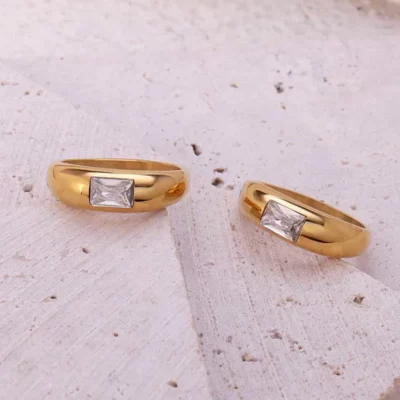 Bague de fiançailles en acier inoxydable empilée