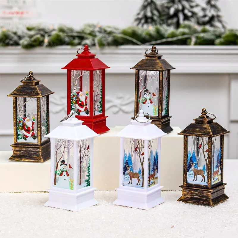 Lot De 3 Lanternes De Noël LED Avec Neige – Décoration Lumineuse Père Noël & Bonhommes De Neige, Sans Flamme, Parfaites Pour Intérieur & Extérieur