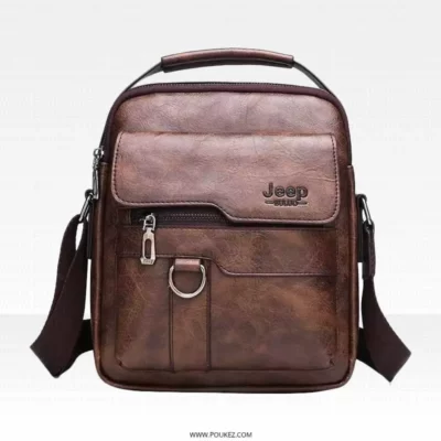 Sacoche en cuir PU pour homme marron