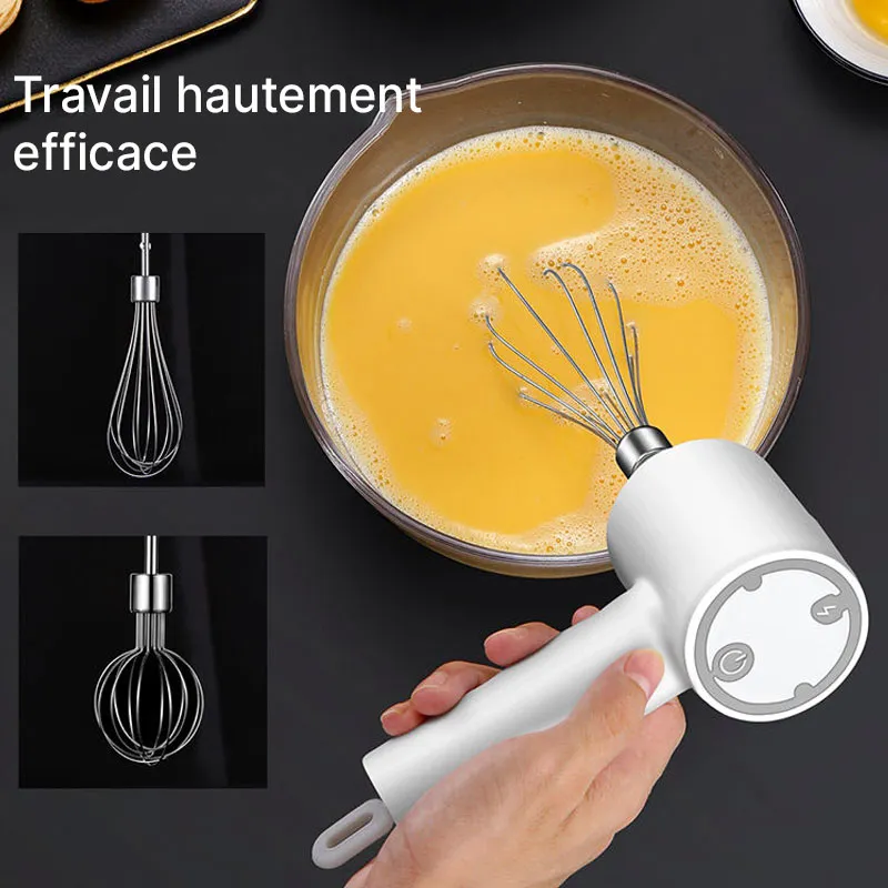 Mélangeur à main électrique sans fil, mélangeur à main rechargeable USB à 3  vitesses pour aliments pour bébés, fouet électrique portable sans fil Mini  mélangeur à main pour batteur d'œufs