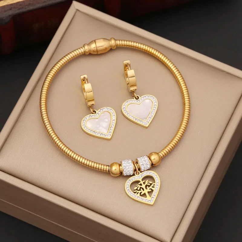 Bracelet et boucles d'oreilles de l'Ensemble bijoux en acier inoxydable pour femmes