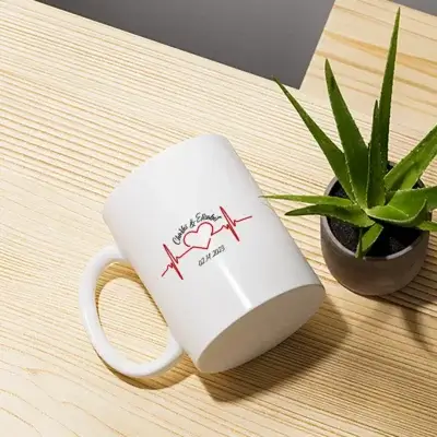 Mug Personnalisé Coeur vibrant - posé