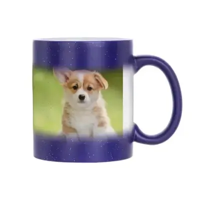 Tasse magique mat avec paillettes bleue