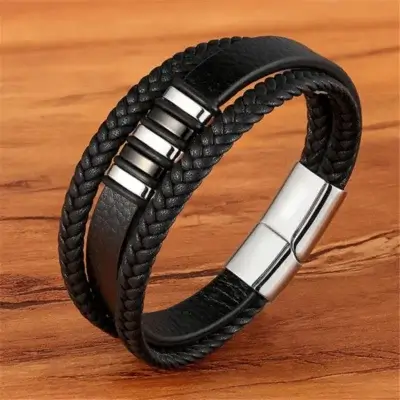 bracelet-boucle-magnetique-cuir-acier-inoxydable-homme