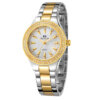 Détail du cadran doré et du bracelet métallique fin de la montre Bee Sister FA1258, alliant raffinement et résistance.