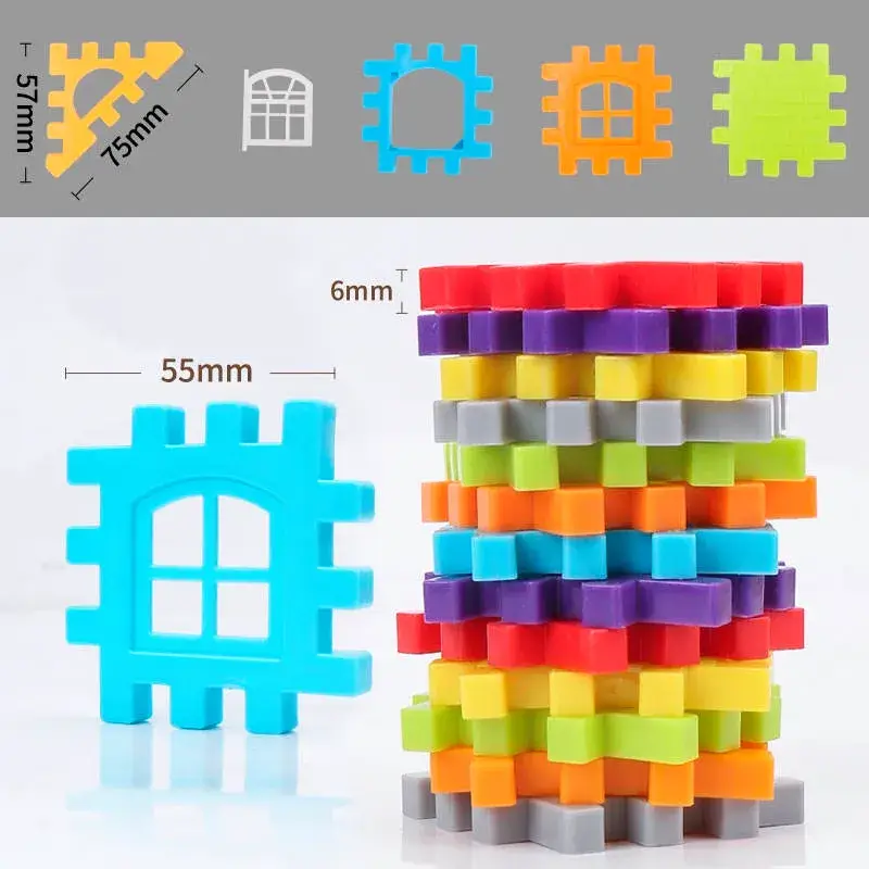 nfant souriant en train de jouer avec des blocs de construction type puzzle, développant logique et coordination main-œil.