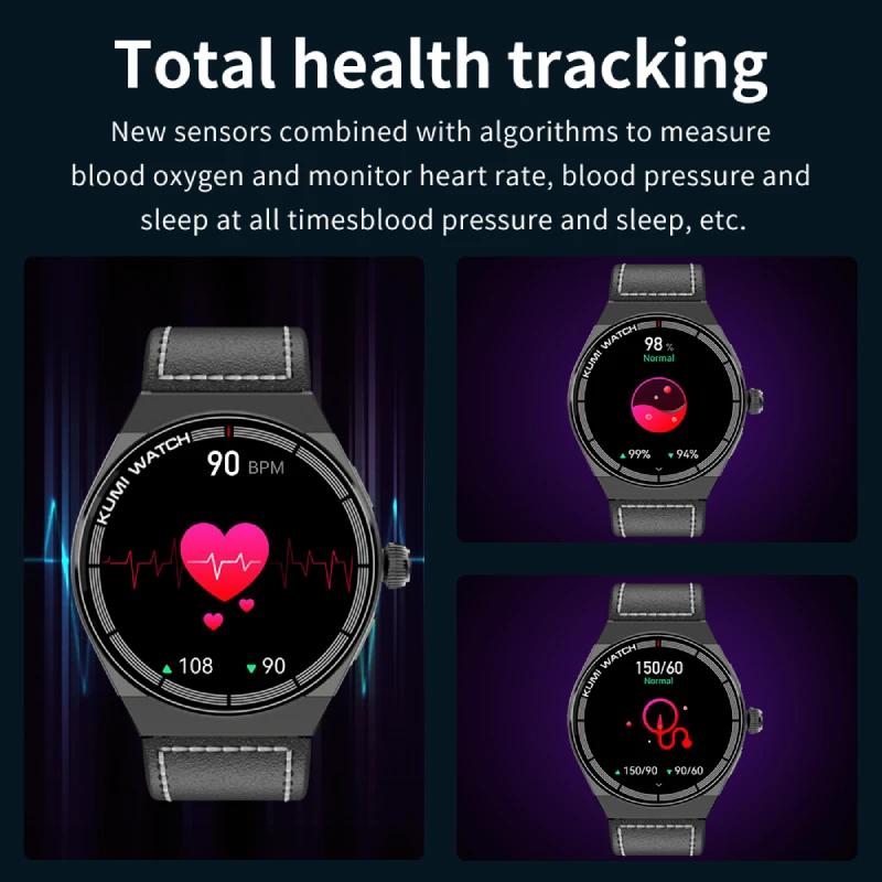 Suivi santé avancé avec la montre GT5 Max : fréquence cardiaque, saturation en oxygène (SpO₂), pression artérielle, sommeil — tout en temps réel.