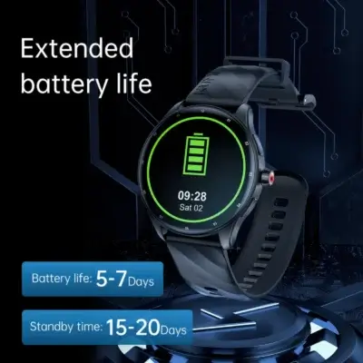 Montre GW5 Pro avec batterie longue durée : jusqu’à 5 à 7 jours d’autonomie en utilisation active, et 15 à 20 jours en veille.