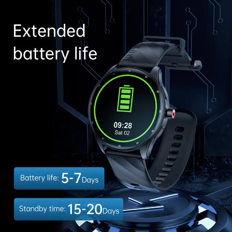 Montre GW5 Pro avec batterie longue durée : jusqu’à 5 à 7 jours d’autonomie en utilisation active, et 15 à 20 jours en veille.