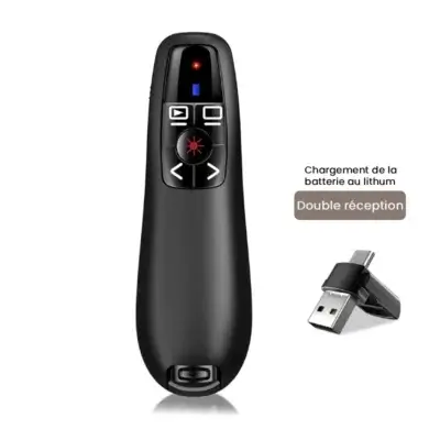 Présentateur Laser Rechargeable compact au format porte-clés, facile à transporter et à utiliser lors de réunions professionnelles ou cours universitaires.