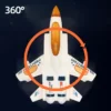 Avion de chasse transformable électrique avec rotation à 360°, idéal pour des démonstrations spectaculaires et un jeu interactif captivant.