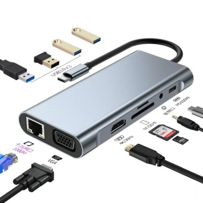 hub USB-C 11 en 1 Ethernet Gigabit recharge PD 100W