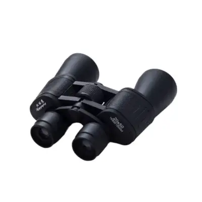 Détail des jumelles Huanqiyong 20x50 HD : logo élégant, graduation de mise au point et spécifications optiques visibles — qualité professionnelle pour observateurs exigeants.