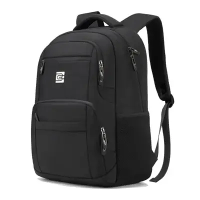 Sac à dos Bruno Cavalli noir, design urbain et fonctionnel — idéal pour le bureau, les déplacements ou l’université, avec protection anti-choc pour ordinateur et rangement organisé.