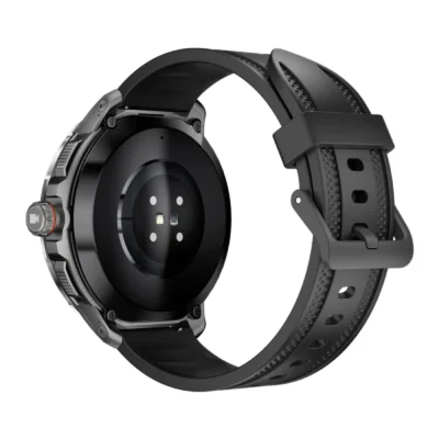 Dos de la montre intelligente KUMI X3 Pro montrant les capteurs biométriques pour le suivi du sommeil et de la fréquence cardiaque.