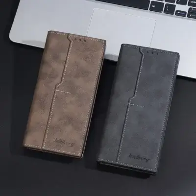 Ensemble de deux portefeuilles hommes Baellerry — marron et noir — longs, zippés, avec protection RFID et finition vintage. Parfaits pour choisir selon votre style ou offrir comme cadeau élégant.