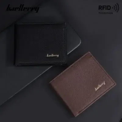 Portefeuilles homme Baellerry noir et marron avec protection RFID anti-piratage, format court et compact.
