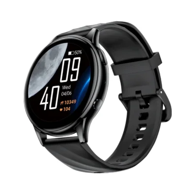 Design élégant et sportif de la smartwatch KUMI GW5, idéale pour le suivi des activités physiques quotidiennes.