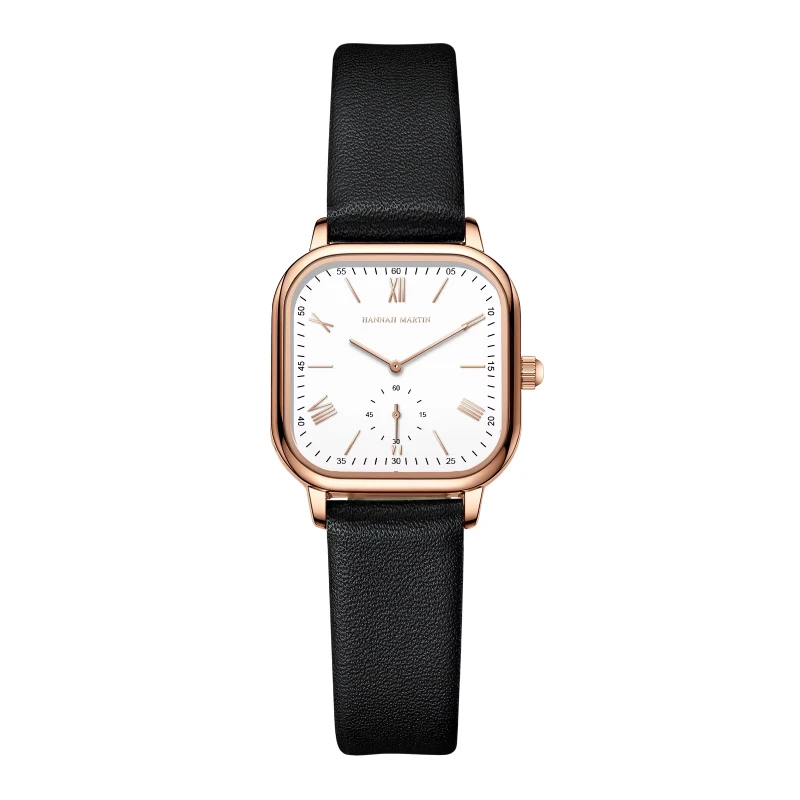 Montre Carrée HANNAH MARTIN Femme Bracelet Cuir