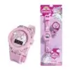 Montre digitale LED rose pour fille avec motif licorne magique, bracelet en silicone souple et emballage coloré de la collection Unicorn avec accessoire lumineux 3D.