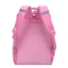 Dos du cartable scolaire fille rose avec rembourrage ergonomique en forme d'ours en relief, bretelles ajustables et bandes réfléchissantes pour la sécurité et le confort des écolières au quotidien.