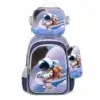 Set scolaire complet avec sac à dos, lunch bag et trousse motif astronaute 3D dans l'espace, coloris bleu et violet — ensemble imperméable idéal pour les enfants passionnés d'astronomie et d'aventures spatiales.