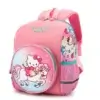Sac à dos maternelle rose pour fille en tissu Oxford, motif Hello Kitty et licorne avec poche avant ronde en relief, poches latérales en filet et bandes réfléchissantes pour la sécurité à l'école.