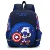 Sac à dos garçon bleu foncé à l'effigie de Captain America, poche avant ronde avec bouclier en relief, design robuste et léger en tissu Oxford parfait pour les tout-petits.
