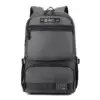 Sac à dos homme gris WE POWER avec multiples compartiments zippés et poches latérales, design imperméable et spacieux pour ordinateur portable et usage quotidien.