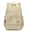 Sac à dos scolaire adolescent beige crème grande capacité JIANGLIDA avec logo JJ, multiples compartiments zippés, sangles de compression et porte-monnaie assorti attaché — imperméable et résistant, parfait pour le collège, le lycée et l'université, design moderne et fonctionnel.