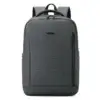 Sac à dos business Wepower gris anthracite vue de face, tissu texturé résistant à l'eau, poches latérales et compartiment principal zippé pour ordinateur portable — style professionnel et moderne.