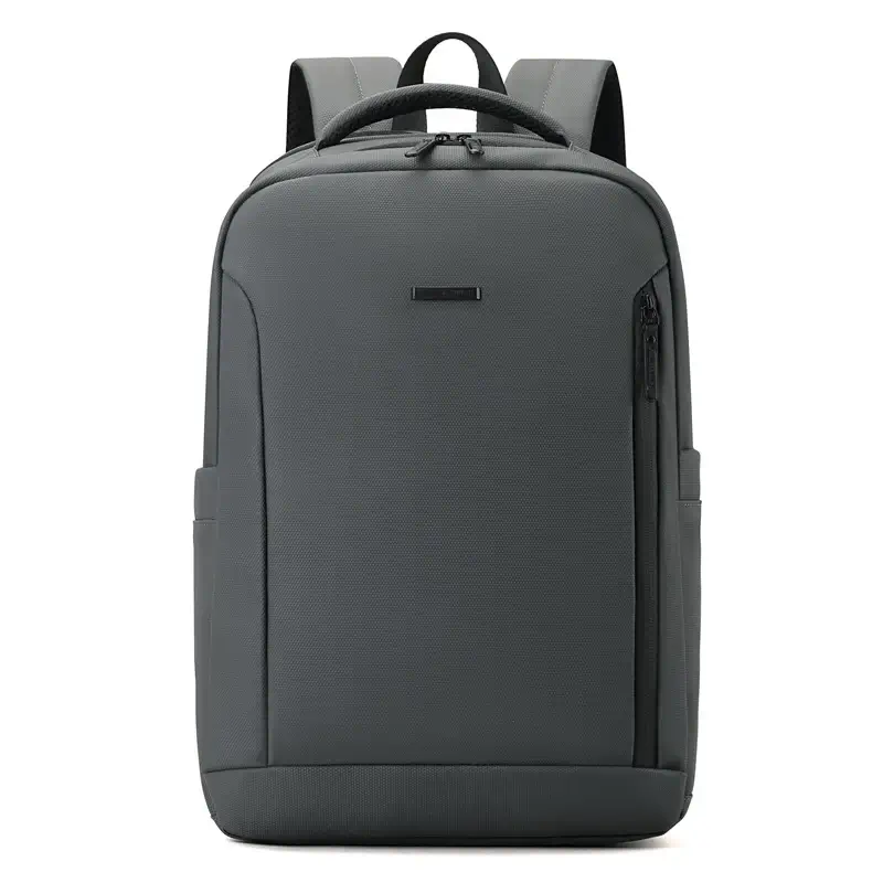 Sac à dos business Wepower gris anthracite vue de face, tissu texturé résistant à l'eau, poches latérales et compartiment principal zippé pour ordinateur portable — style professionnel et moderne.