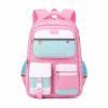Cartable scolaire enfant rose et menthe à l'eau KSL Fashion, design color block avec multiples poches zippées, sangle de poitrine et bandes réfléchissantes — sac imperméable et ergonomique idéal pour l'école primaire