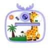 Appareil photo instantané pour enfant motif girafe 3D en silicone violet lavande, design safari avec palmier et soleil, boîtier robuste et ludique — caméra jouet idéale pour les tout-petits et les jeunes explorateurs.