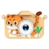 Appareil photo jouet numérique beige et orange avec adorable design de tigre en relief, double lentille et poignée ergonomique — mini caméra incassable et amusante pour enfant, parfaite pour l'éveil et la créativité.